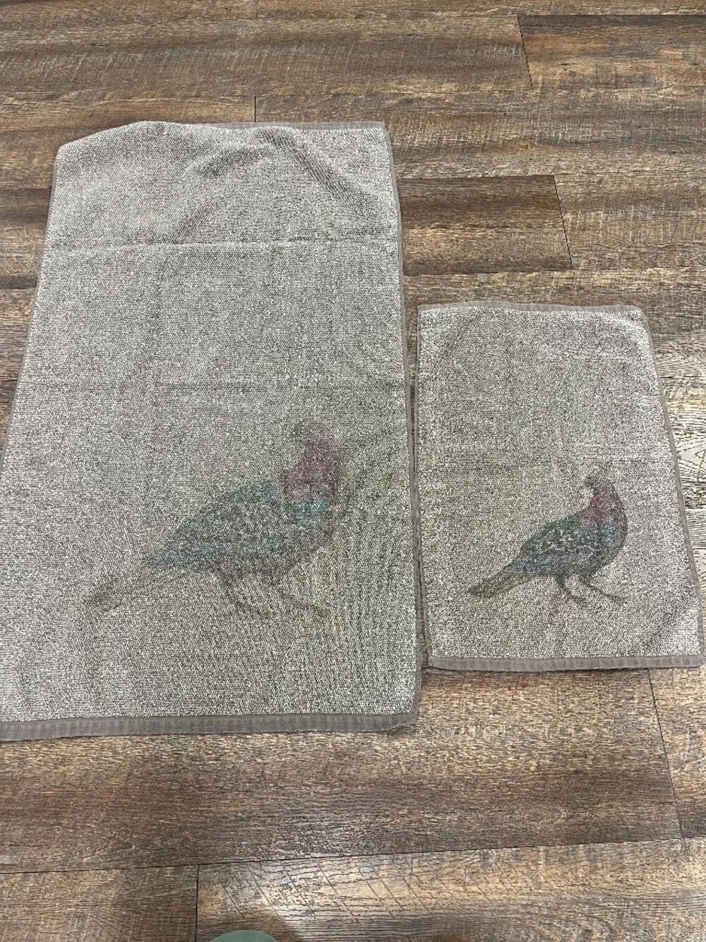 Vintage Martex Perry Ellis Pheasant Game Bird Towel Set Made USA